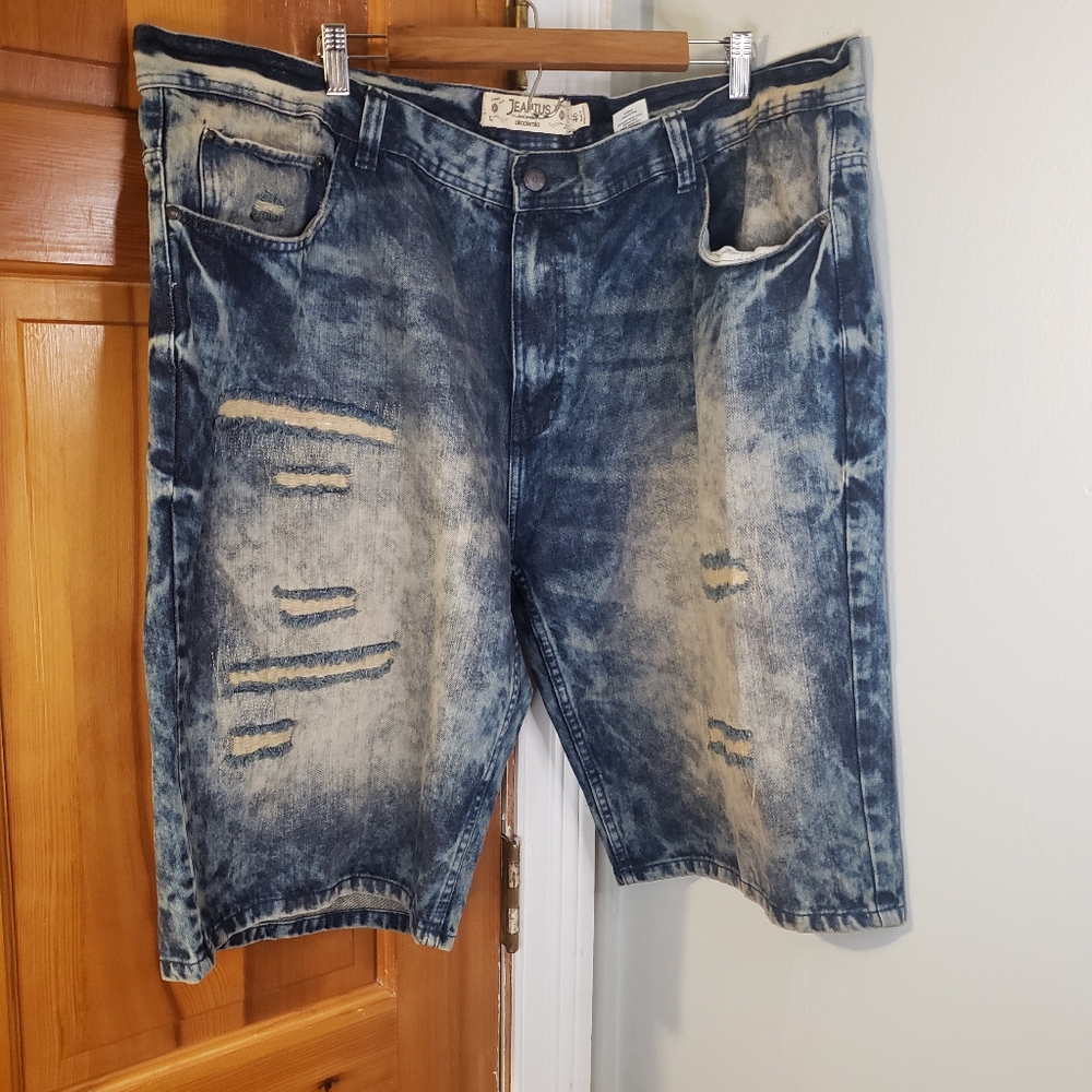 Jeanius Akademiks Big Men's Distressed Jean Shorts